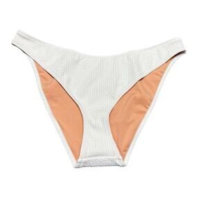 J. Crew White Jacquard Curved-waist Cheeky Bikini Bottom XL NWT High Cut Swim